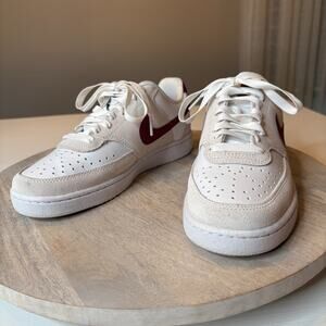 Nike Court Vision FQ7628-100 Women's White Red Valentine's Day Sneakers Size 7